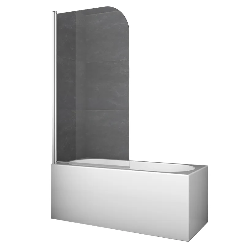 Шторки стеклянные на ванну распашные KOER SR BS01-80x140-TR-01 прозрачное стекло 6мм хром (KR5400)