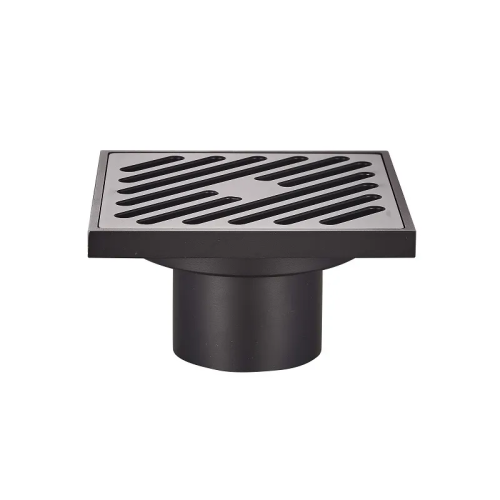 Душовий трап KOER FD10-100x100-180-BLACK 100x100мм, прямий відвід (Колір чорний) (KR3414)