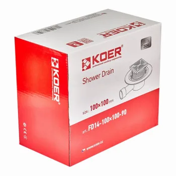 Душовий трап KOER FD14-100x100-90 з нерж. сталі SUS304 100x100мм, кутовий відвід (AC0661)