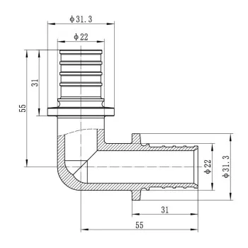 Уголок равнопроходной 90 Koer KA.L25 - 25(3.5mm) x 25(3.5mm) (KR4873)