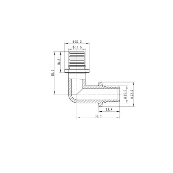 Уголок равнопроходной 90 Koer KA.L16 - 16(2.2mm) x 16(2.2mm) (KR4871)